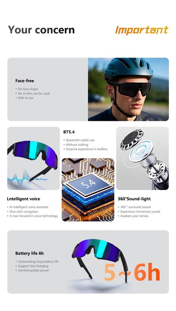 QY-pro01 Outdoor Cycling Bluetooth Music Glasses with UV Protection