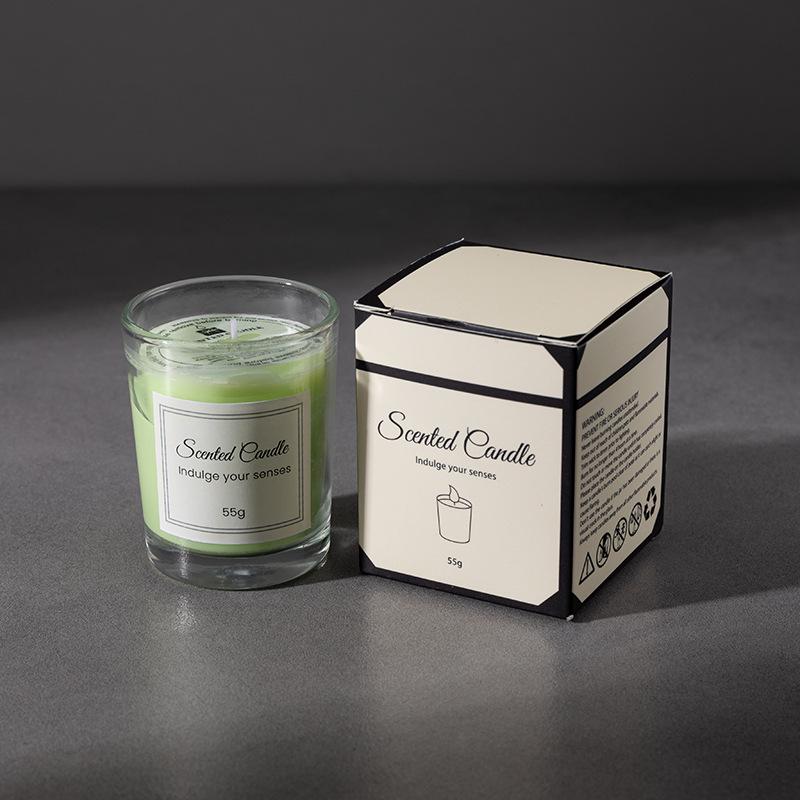 Colorful Soy Wax Aromatherapy Candle with Long-Lasting Fragrance in Transparent Cup for Bedroom and Home Use