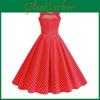 Hebe Style Vintage Dot Print Sleeveless Midi Dress For Casual Travel