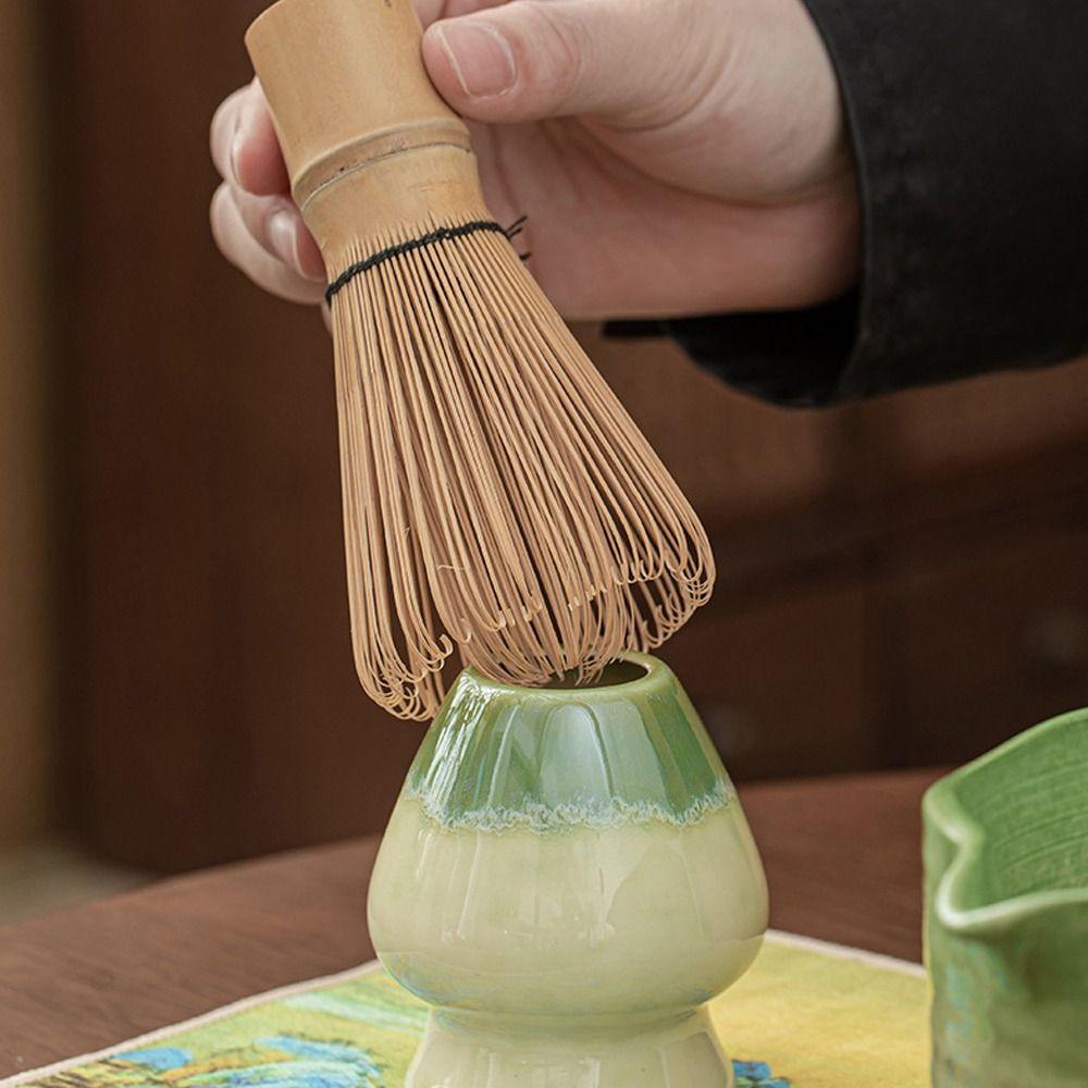 4PCS New Bamboo Ceramic Japanese Matcha Tea Set Food Grade Safe Matcha Whisk Reusable Matcha Stirring Brush