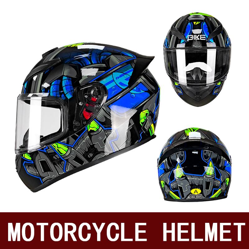 DOT Full Helmet Motorcycle Imitation Men's and Women's Electric Car Helmet Four Seasons Anti-fog Kart Racing Big Tail Helmet Hel