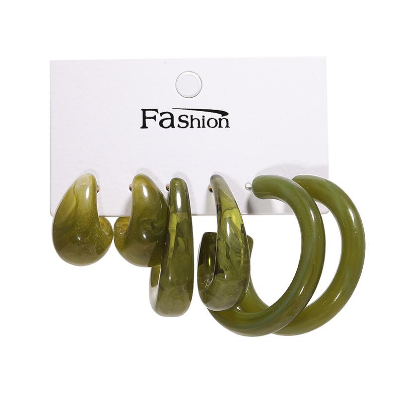 Colorful Resin Earrings Set  Pearl Hoop Candy Color Metal Mix Match 2024 New Style for Women Wedding Party Earrings