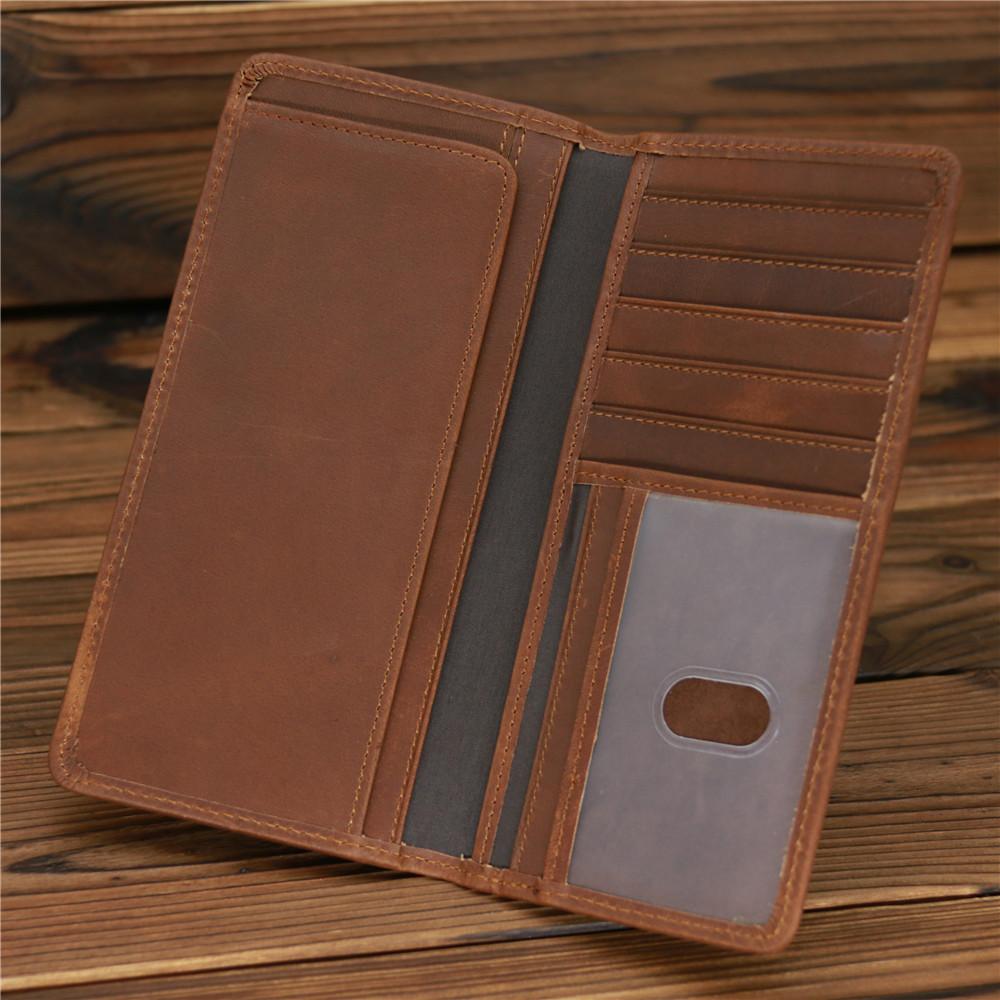 Wallet Men's New Crazy Horse Leather Long Wallet Head Layer Leather Leather Retro Card Bag