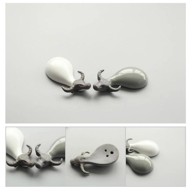 Cute Ceramic Teapet for Tea, Small Lovely Ornament, Chinese Tea Set Accessory, Deer Rabbit and Cattle, Delicate Teaware, 1 Pair
