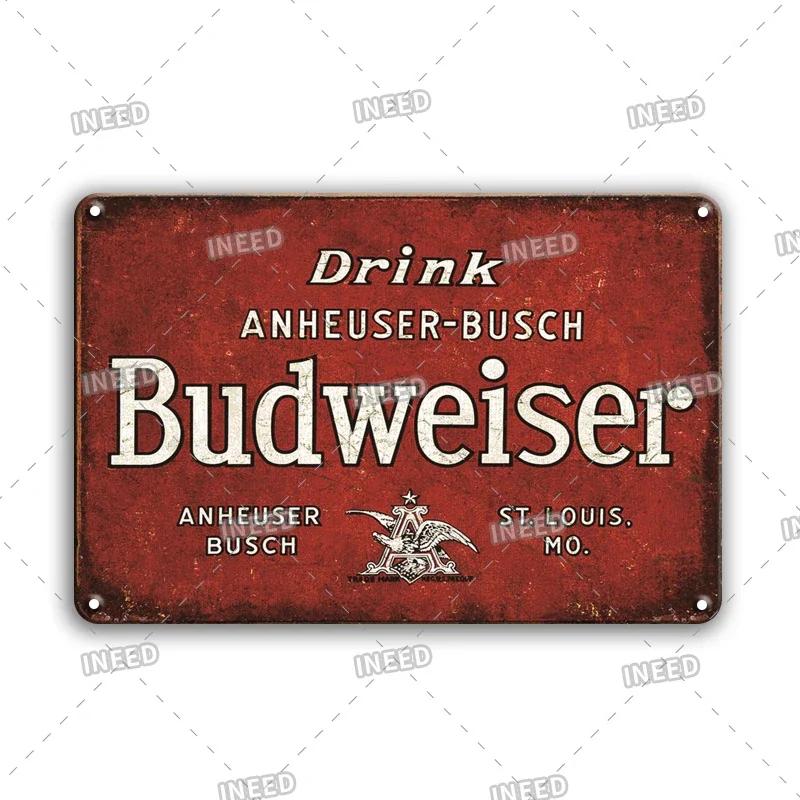 Original Budweiser Bier-Blechschild, lustige Metallplakate, Retro-Wandschild, Vintage-Schild für Bar-Club-Wanddekoration