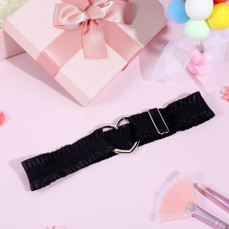 Gothic Oberschenkelstrumpfband Herz Spitze Gerafft Beinband Verstellbares Cosplay-Accessoire Oberschenkelkette Bequem Modische Beinbekleidung