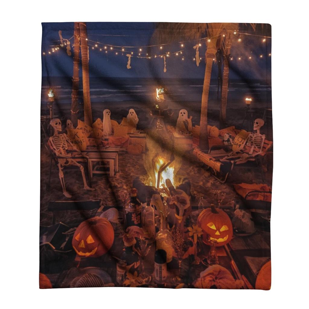 Halloween Themed Soft Plush Blanket Featuring Pumpkin Face Pattern Lightweight Cozy Throw for Seasonal Home Decoration and Comfort Use