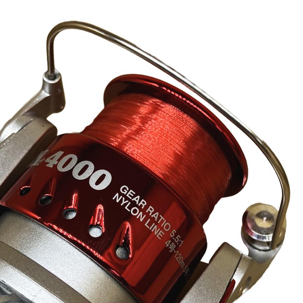 Riseway Basic Spin 4000 Spinning Reel with 4 Line Red - 130m,