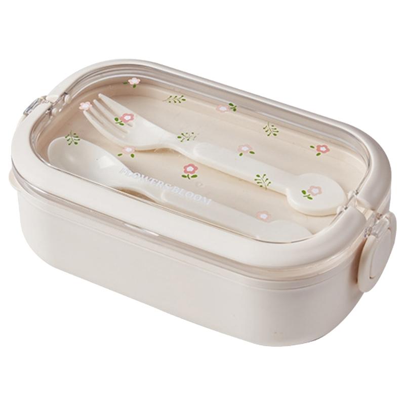 

Food Grade Safe Stainless Steel Lunch Container Thermal Insulated Divided 2 Layer Bentos Box for Healthy Meal Storage бежевий