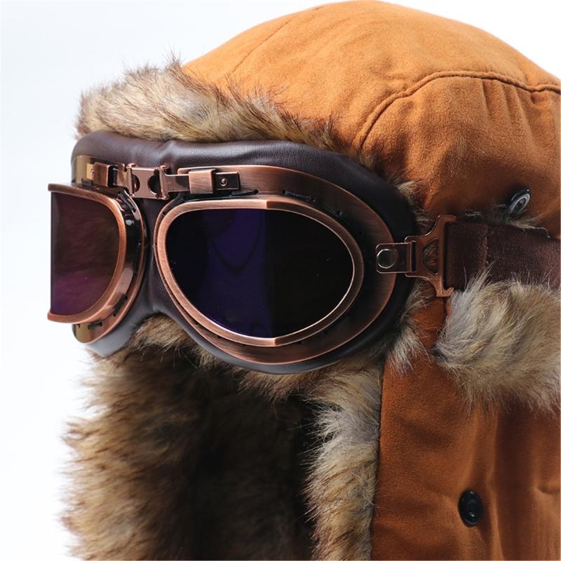 Thermal Winter Hat With Detachable Goggles For Skiing Riding And Outdoor Activity Vintage Style Ear Protection Cold Weather