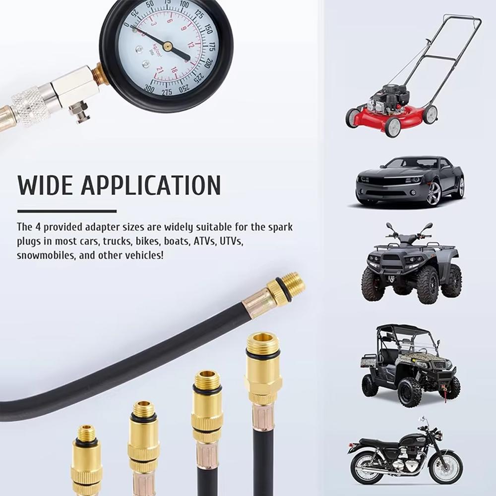 

Household Multifunctional Car Motorcycle Dual Use Pressure Gauge Detection Set Cylinder Pressure Gauge Repair Inspection Tools червоний