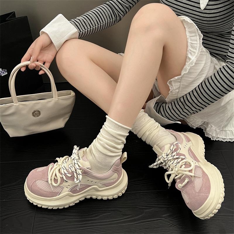 

Breathable Mesh Dad Shoes Summer Big-head Sports Shoes Sponge Height-increasing Versatile Casual Shoes 40 рожевий