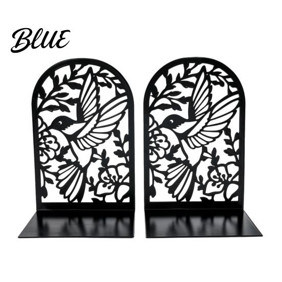 Metal Bookends 1 Pair Hummingbird for Shelves Decorative Heavy Duty Book Ends Stoppers Unique Design Office Desk Shelf Non-Skid Holder Organizer