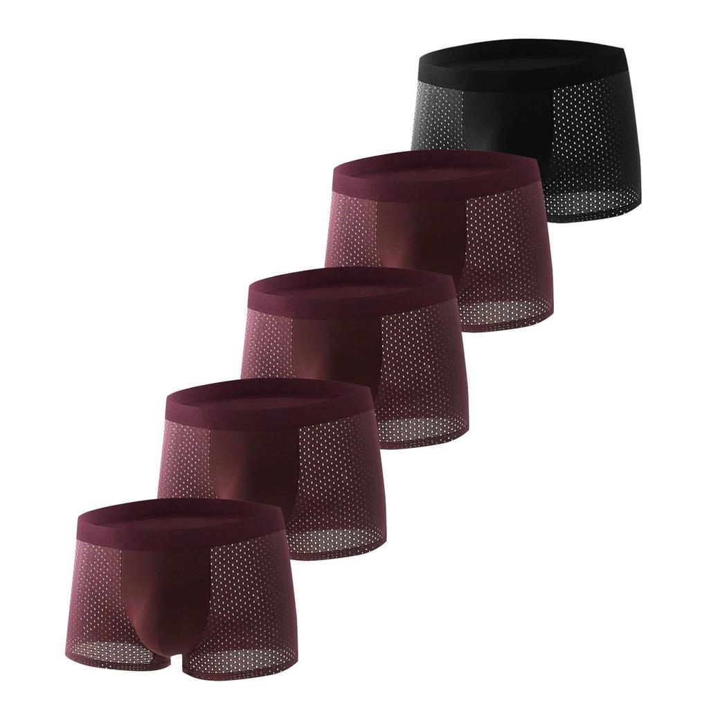 New Men's Ice Silk Seamless Mesh Boxer Briefs - Ultra-Thin, Comfortable, and Breathable.