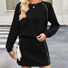 Ladies' Casual And Fashionable Solid Color Long Sleeved Short Skirt Set
