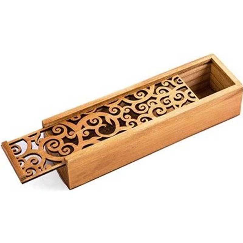 Portable Retro Box Hollow Wood Pencil Case Storage Box Students Cute Wooden Pencil Box Multi Stationery Desk Storage Accessory