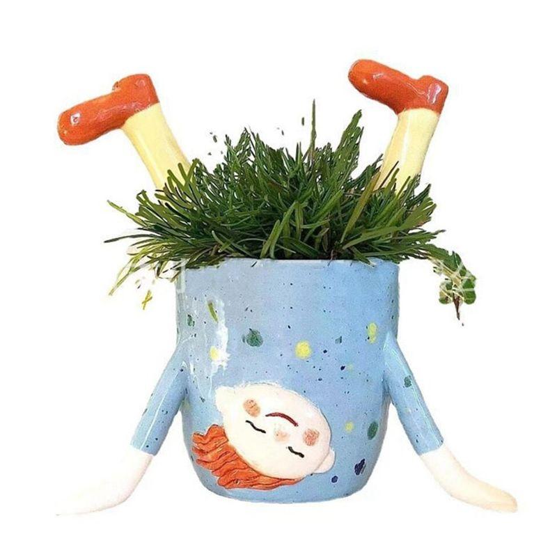 

M-Modern-Inverted Girl Flower Pot Flower Pot Indoor Outdoor Succulent Plant Container Home Balcony Garden Dress Up