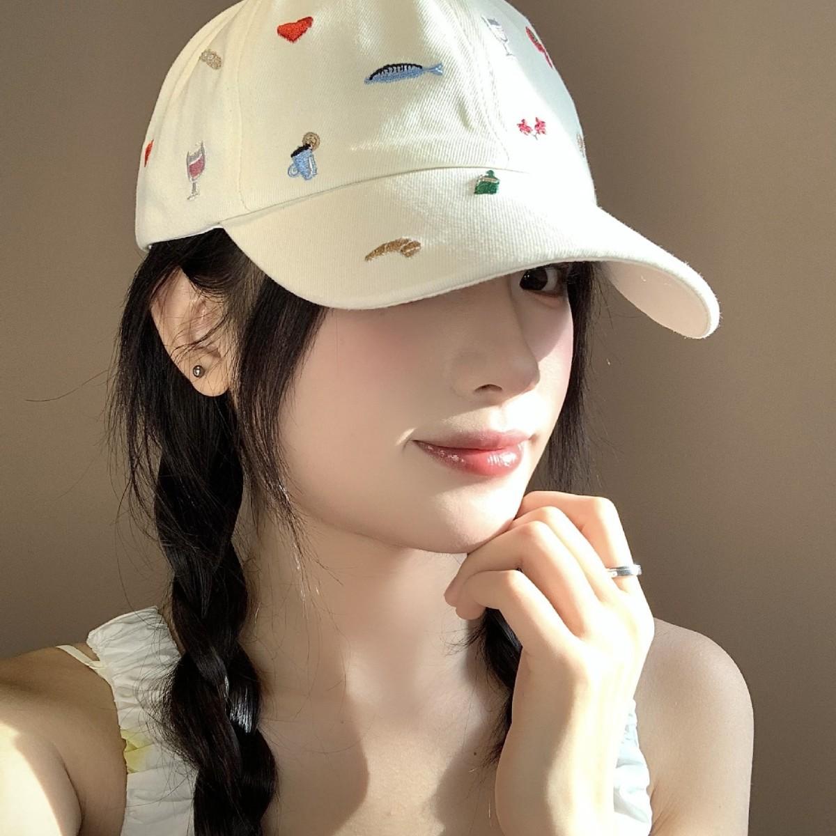 My Extreme Outdoor Activities Women's Cute Hats Japanese Sweet Style Retro Embroidered Baseball Cap Versatile Baseball Cap Casual Sunshade Sun Protection Cap