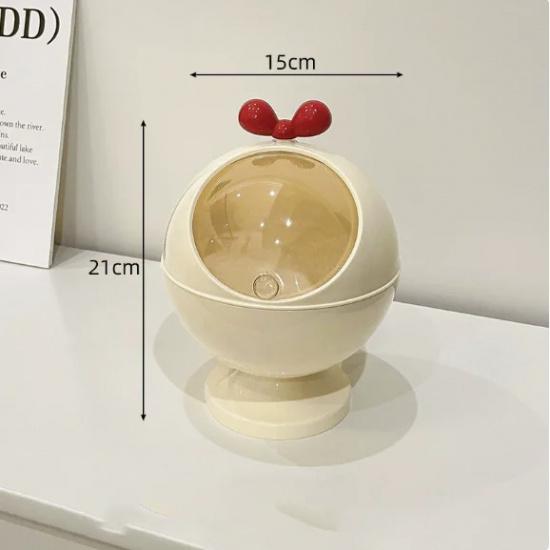 Spherical Hair Accessories Storage Organizers, Vanity Accessories Storage Holder Dustproof Box With Lid For Scrunchie Storage бежевый
