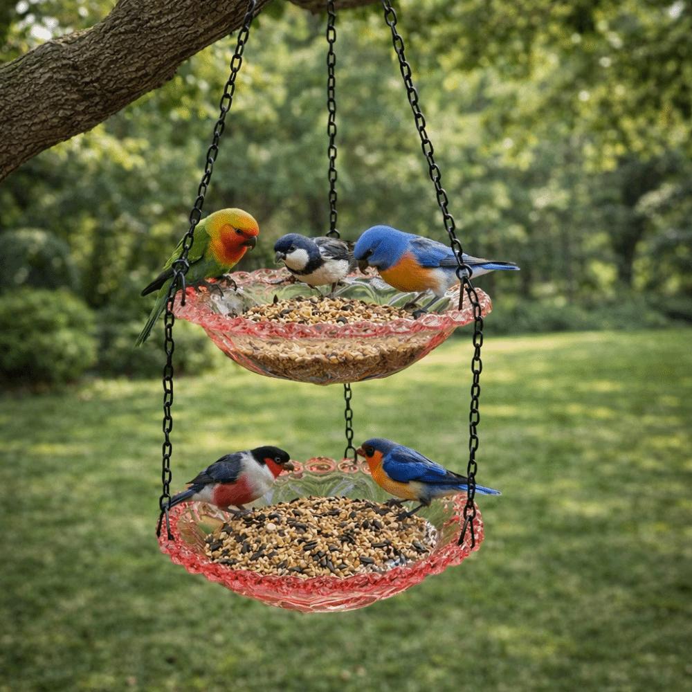 Transparent Bird Bathtub Flower Shaped Hummingbird Feeder Bird Food Container  Patio