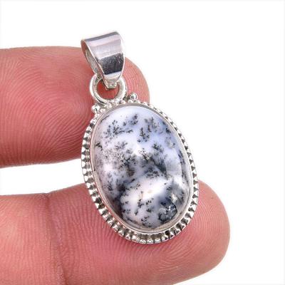 Natural Dendrite Opal Gemstone 925 Solid Sterling Silver Gift Pendant 1.5" O8r14