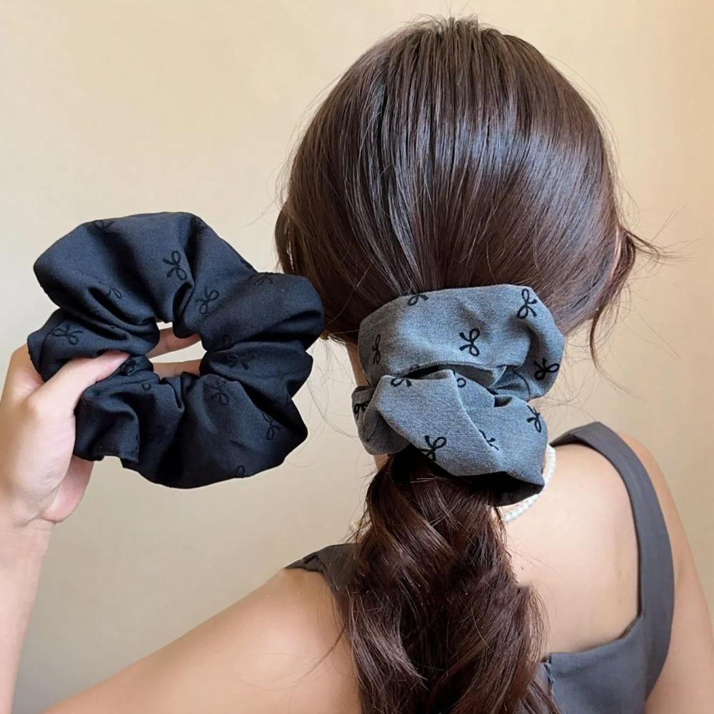

Pearl Grey Cloth Shark Clip Silk Ribbon Large Intestine Hair Rope Girls Style11