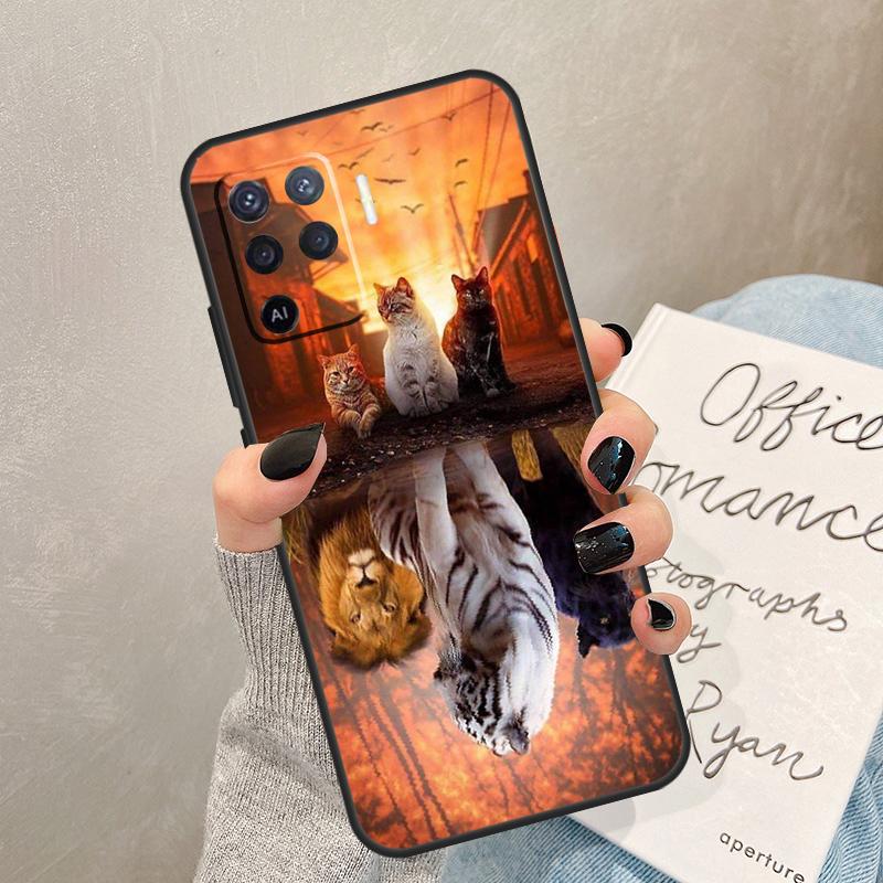 Animal Big Cat Kitten Tiger Case For Oppo A40 A60 A80 A78 A38 A18 A98 A58 A96 A76 A16 A94 A74 A54 A15 A17 A57 A77 A5 Pro