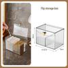 Transparent Flip-Top Cosmetic Storage Box with Compartments for Lipstick, Cotton Pads, and Toothpicks