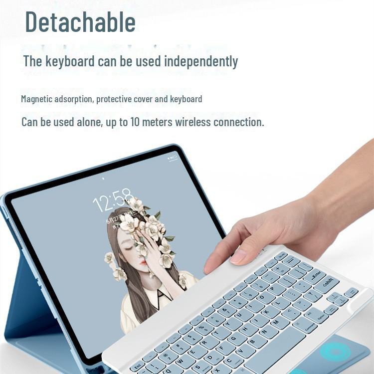 iPad Pro 11 Bluetooth Keyboard Leather Case 10th Gen 10.9 with Pen Slot - Magnetic Tablet Protective Shell 10.2
