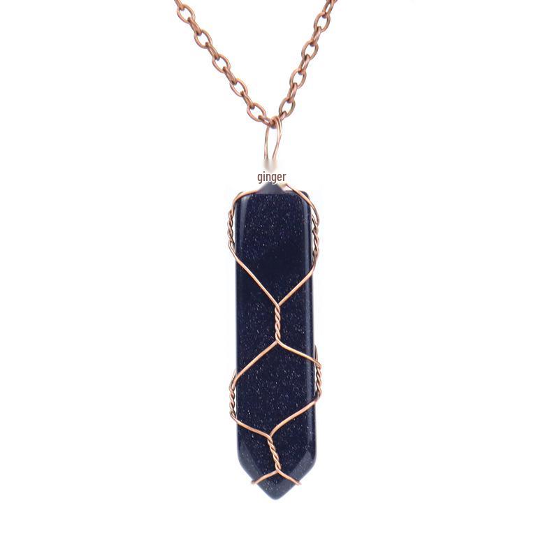TikTok Live Handmade Amethyst Sword-Shaped Net Bag Pendant Necklace (N505)