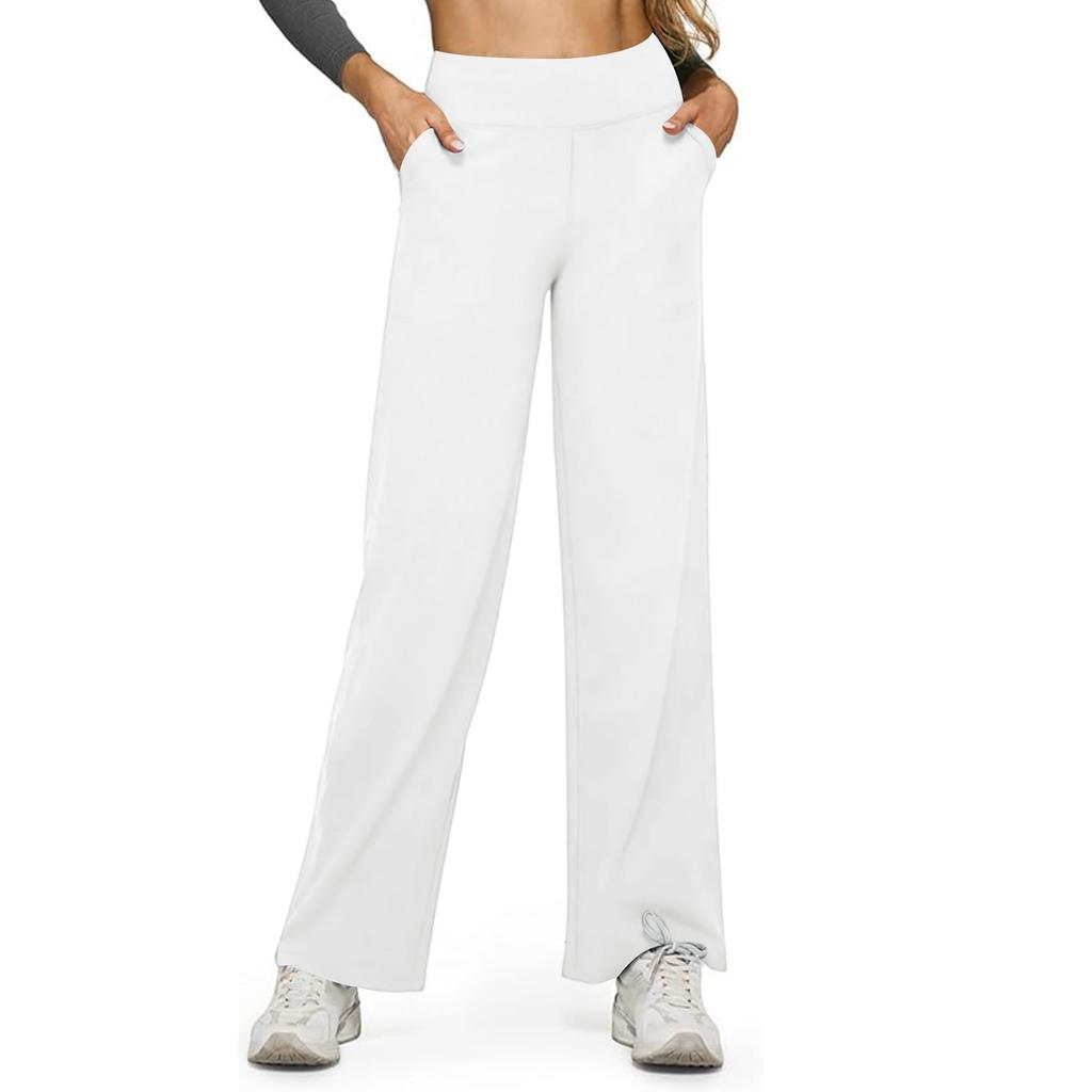 Women's Casual High-waisted Straight-leg Pants, Loose Pocket Yoga Pants