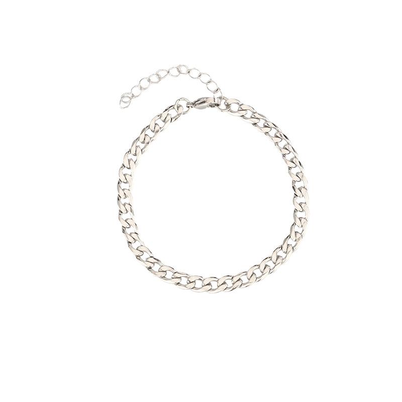Titanium Steel NK Men's Bracelet That Doesn't Fade, Has a High-end Feel, Is Niche and Simple, Cuban Side Chain, Classic Versatile Accessory for Women