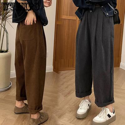 Autumn Pantalones Vintage Fashion Trousers Pants Casual High Waist Warm Women Corduroy Baggy Harem Plus Size