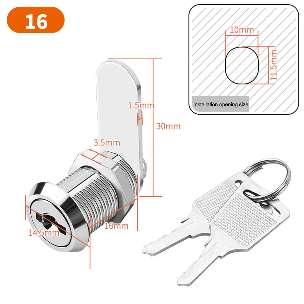 

Cam Lock For Mailbox Accessory File Cabinet Lock 16mm Long-lasting Performance Two Spare Keys Protect Valuables