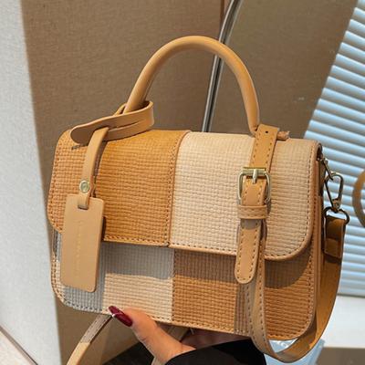 Retro Fashion Color-blocking Handbag Women's New Simple Personality Small Square Bag Crossbody Bag