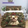 Christmas Pitbull Pattern Bedding Home Decoration Birthday Gift (1 * duvet cover + 2 * pillowcase, without core)