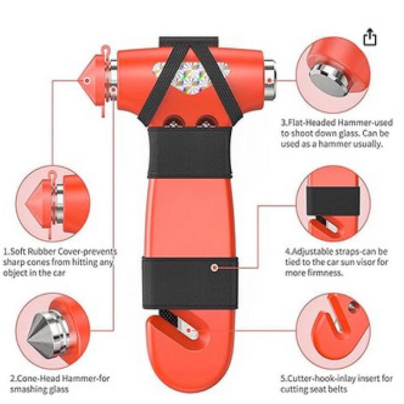 

1PCS Emergency Escape Tool Car Safety Hammer With Seatbelt Cutter And Window Breaker 3 in 1 Life Savior For Vehicle оранжевый