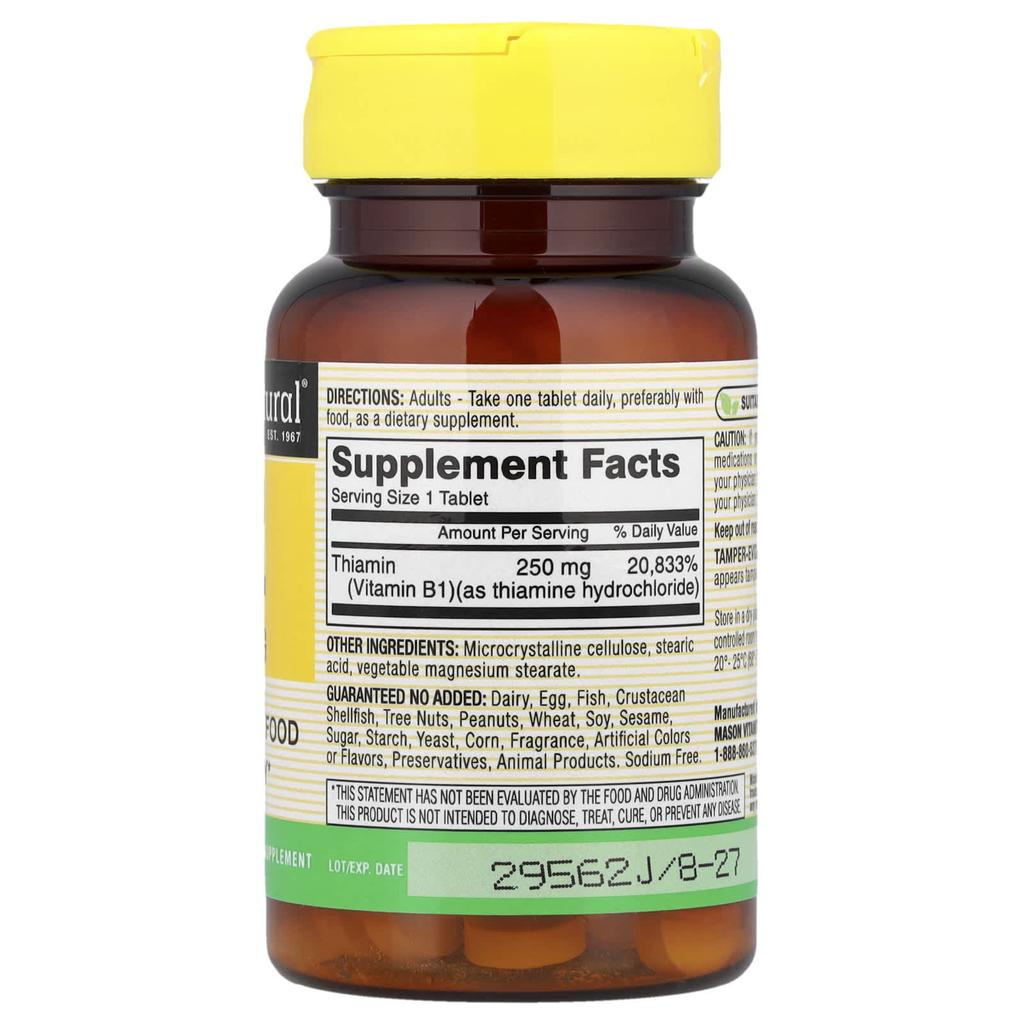 Vitamin B1, 250Mg, 100 Tablets