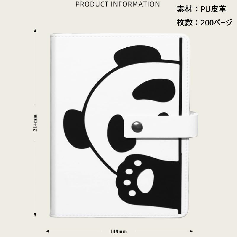 Cute Panda Design Notebook Size 148mm x 214mm Cute PU Leather Buckle Notebook Student Diary Notebook Cover Writing Utensils Pencil Stationery Girls