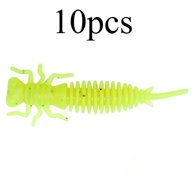 10pcs/lot Worm Larva Soft Lures Artificial Silicone Bait Bionic Dragonfly Lure Bait Soft Bait Hard Bait Spiral Sea FishingTackle