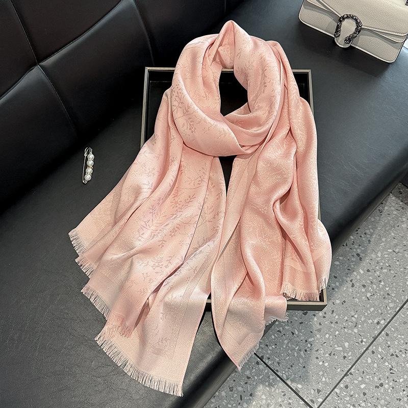 Spring And Summer Long Scarf Shawl Imitation Silk Scarf Women'S Fashion Versatile Travel Beach Scarf Shawl Tencel Cotton Gold Silk Scarf