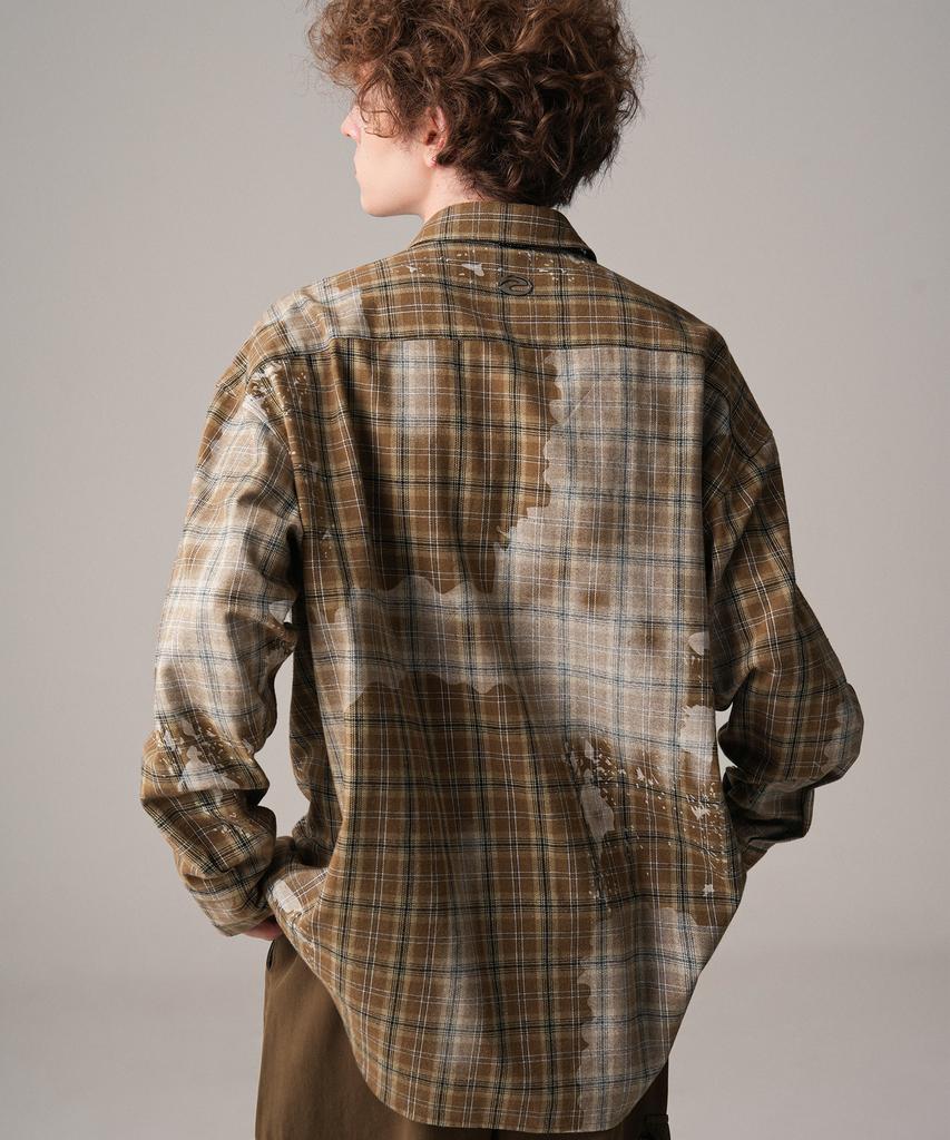 ZENDUST Rou Painting Overfit Check Shirt Brown