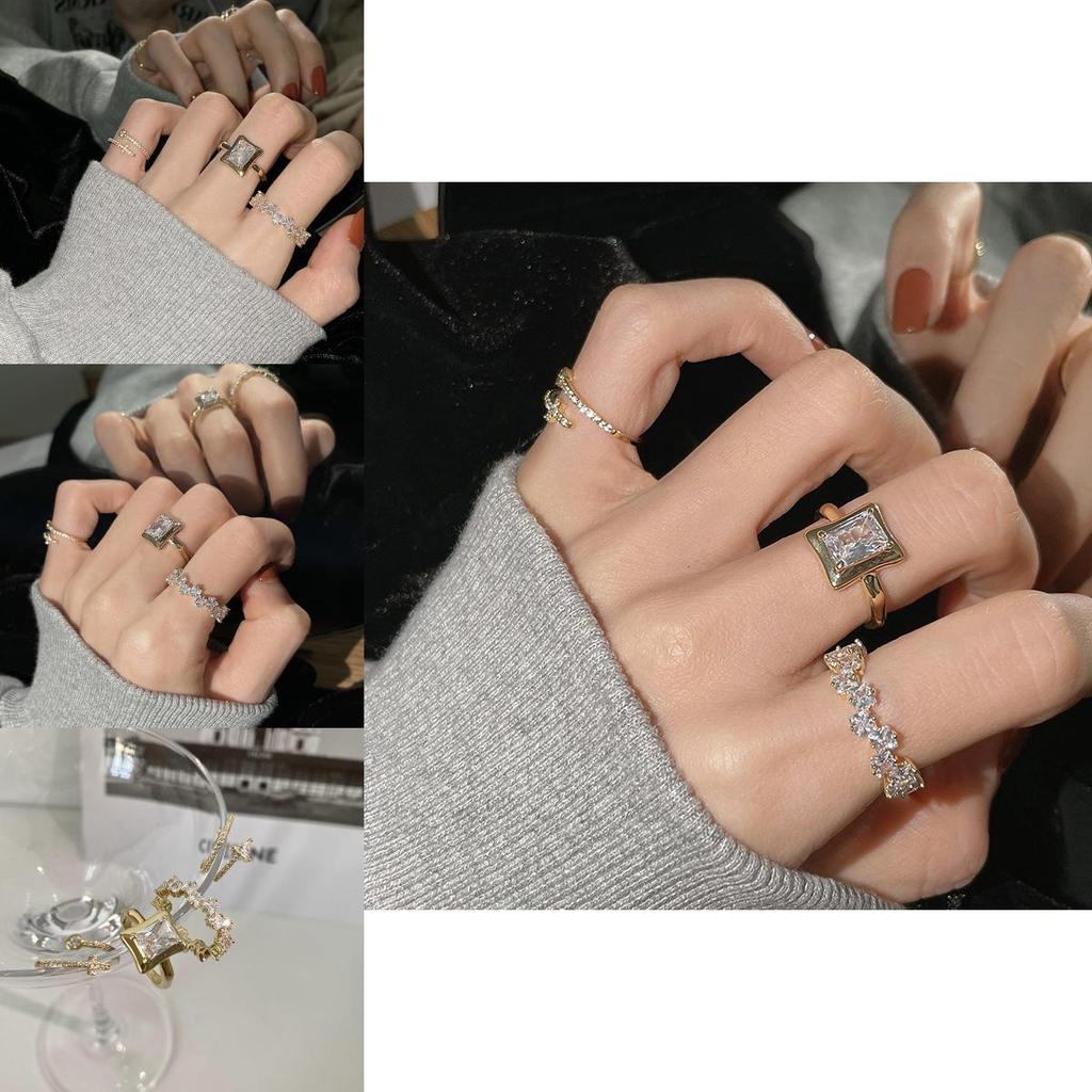 Stunning Korean Water Diamond Wave Cross Geometric Ring For Women Adjustable Size Fashion 2023