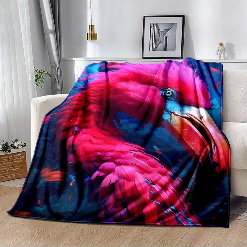 Cartoon Pink Flamingo Rainforest Love Bird Blanket,Soft Throw Blanket for Home Bedroom Bed Sofa Picnic Travel Cover Blanket Kids