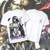 2026 Summer Anime Overlord Oversized T-shirt, Albedo Dual-Sided Print with Overlord Skull Logo Casual Streetwear White Tee