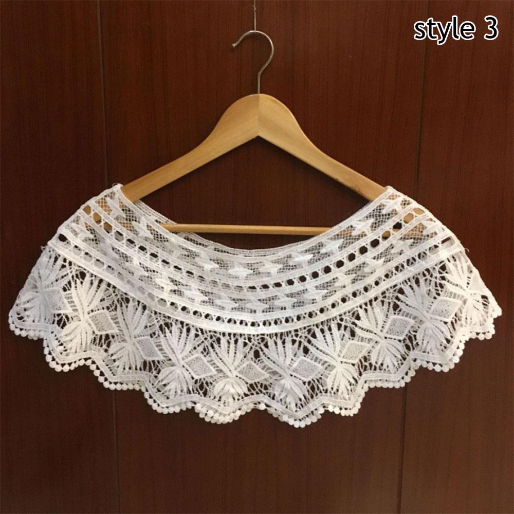 White Elegant Knit Dress Lace Crochet Shawl Wraps Bridal Hollow Out Cover Up Women Summer Sun Protection False Collar Cape