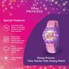 Disney Princess Plastic Time Teacher Analog Quartz Nylon Strap Strap Kids' Watch, Pink,