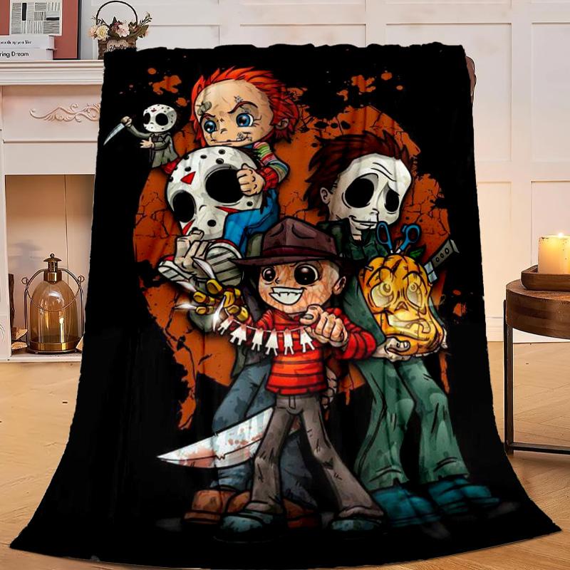1PC Horror Movie Characters Flannel Blanket Gift, Suitable for Both Men And Women, Soft Ideal for Beds And Sofa, Birthday Or Christmas Gift