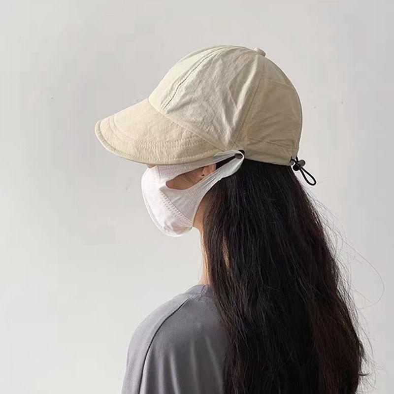 Fashion Solid Color Duckbill Hat for Women Summer Quick Drying Drawstring Wide Brim Sunshade Cap Girl Casual Outdoor Hat