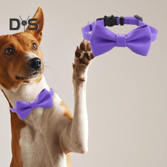 Cat Collar Adjustable Faux Leather Bowtie Pet Collar for Kitten Cats And Puppy Graduation Wedding Birthday Pet Party Collar with Copper Bell